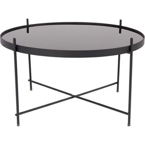 Table basse ronde 62,5 cm en verre et métal noir - CUPID (1/5)