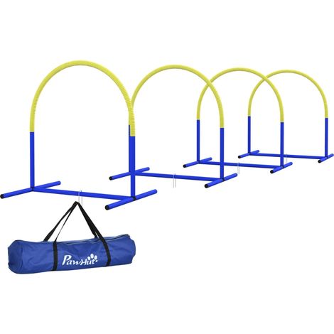 Set d'agility pour chien 4 arceaux, entraînement portable avec sac, 88 x 64 x 95 cm, pour jardin (1/5)