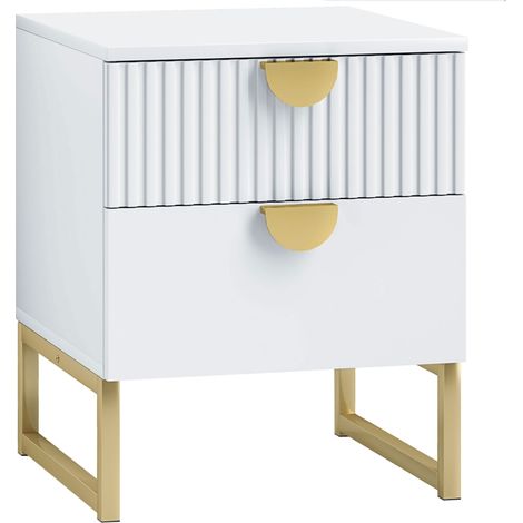 Elegant Two-Drawer Bedside Table - White