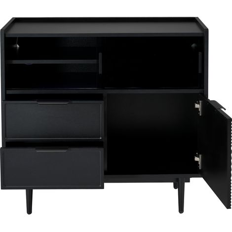 Schwarzer Badezimmer-Schrank aus MDF mit Glastür und LED-Streifen 80 x 80 x 35 cm (1/5)