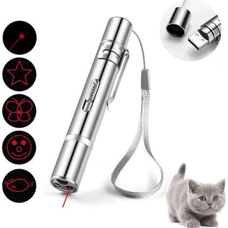 Pointeur laser 7 en 1 pour chats, jouet pour chat, jouet laser pour chat, rechargeable par USB, lumière UV, lampe laser, pointeur laser, appareil électrique intelligent (1/5)