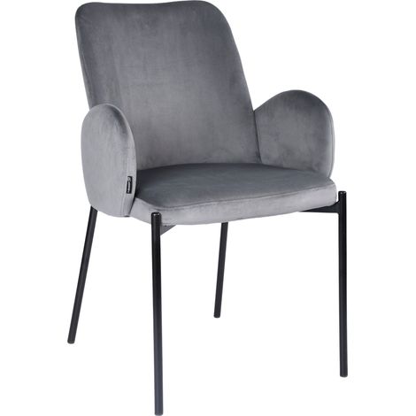 Silla GUSTO tapizada en terciopelo, gris (1/5)