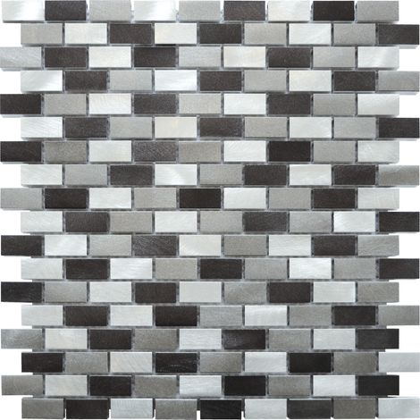 MOSAIQUE MINI BRIQUETTE GRIS NOIR 1 PLAQUE 30,5 x 30,5 CM CASA LINEA