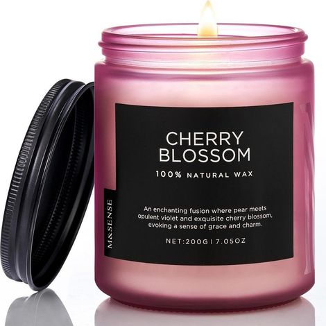 Duftkerze im Glas Kirschblüte 200g Sojawachs 50h Brenndauer Aromatherapie