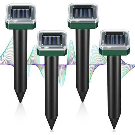 Répulsif Solaire pour Taupes (4 Packs), répulsif pour Les Taupes, répulsif Taupe Solaire étanche, Anti-Taupe ultrasons solaires, répulsif pour Serpent, échiquier Taupe,Répulsif à Taupes à ultrasons