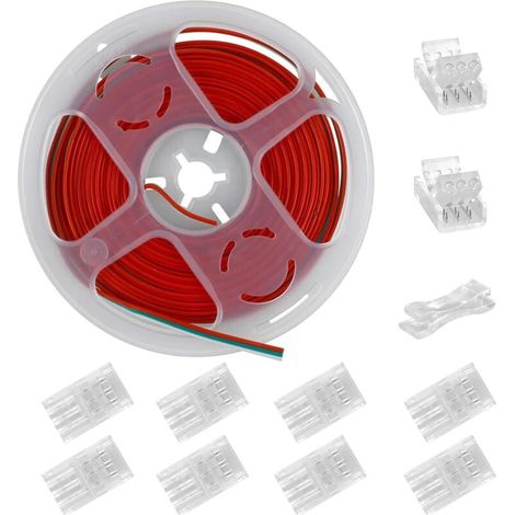 6 m Verlängerungskabel, 3-polig, 22 AWG, 3-adriges Verlängerungskabel für WS2811/WS2812B RGB-LED-Streifen (5050) + 3-poliger Stecker (10 mm)
