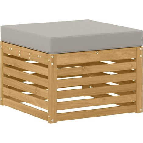 Pouf d'Extérieur Bois d'Acacia Massif Blanc vidaXL