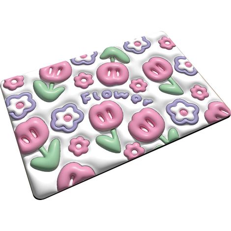 Tapis de bain en diatomite antidérapant – Effet 3D fleurs – 40 × 60 cm – Modèle LTH-002 (1/5)