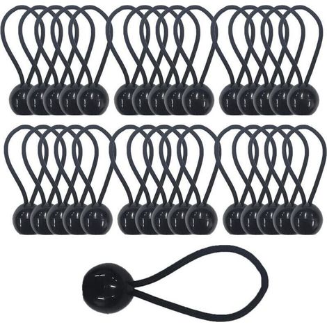 30pcs Tendeur Elastique avec Boule, Sandow Elastique, Tendeur Bache pour Bannière, Pavillon, Bâche, Camping, Tente, Rideaux Harnais d’Extension, Épaisseur 4mm Très Fort
