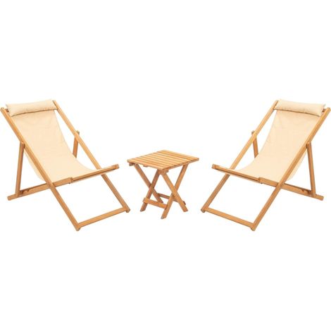 Salon jardin détente 2 places - bois et toile SORA (1/5)