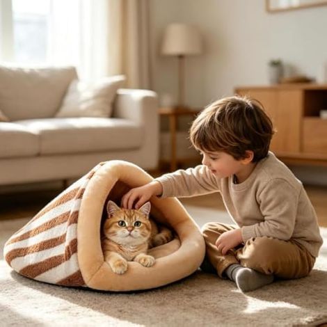 Sac De Chat Sac en Peluche Douce, Chaude, Confortable, Design Chausson (1/5)