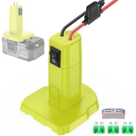 Adaptateur Power Wheels pour Kit de Conversion de Batterie 18 V avec Interrupteur, Fusibles et Bornes de Fil, Fil 12 AWG vert (1/5)