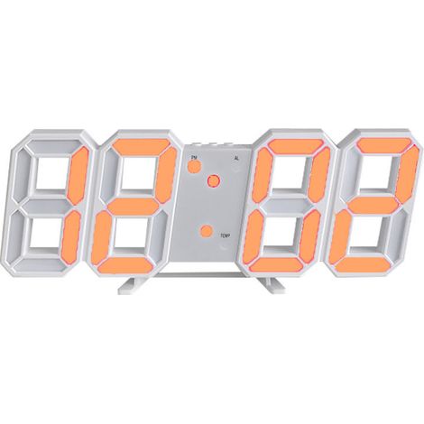 Horloge Numérique Murale - Affichage LED 3D - Fonction Réveil et Sieste - Affichage Date Heure Température - Alimentation USB 5V - 1 Unité