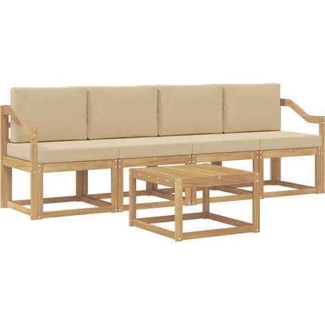 Set di divani da esterno con cuscino 5 pz Salotto da Giardino Bianco e Beige (1/5)