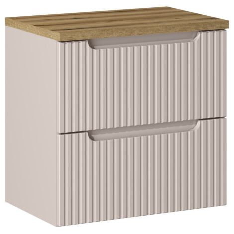 Ensemble Meuble Vasque 2 tiroirs et Plateau effet chêne L 60 x P 40 x H 59,5 cm - Astral - Beige crème - Livraison gratuite (1/5)