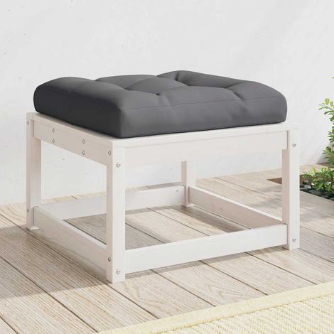 Repose-pied de Jardin Pouf Modulaire Bois de Pin Massif Blanc avec Coussin Anthracite 83x73x78 cm - PANGIVO (1/5)