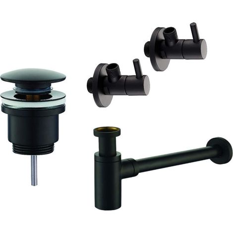 Komplettset für Spülensiphon - Ablauf und Wasserhähne Piralla KITSCA6 matt-schwarz (1/4)