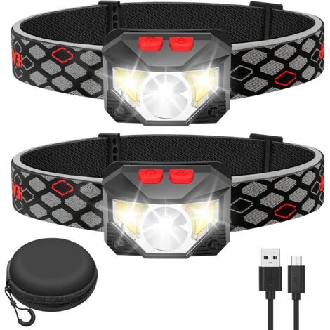 Lampe Frontale LED ,2 Pièces Super Lumineux Capteur De Mouvement Lampe, 1500 Lumens 10 Modes Torches Frontales 1200mAh Rechargeable USB, Lampe Torche Étanche, Camping, Randonnée, Pêche, Travai (1/5)