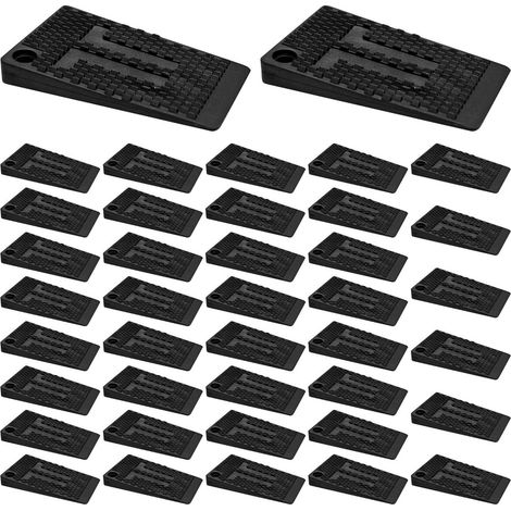 40 cales de nivellement pour meubles - Cales en plastique - Pour niveler et stabiliser meubles, tables, chaises, armoires - Plastique - Flexible - Noir - 30 x 50 x 5 mm (1/5)