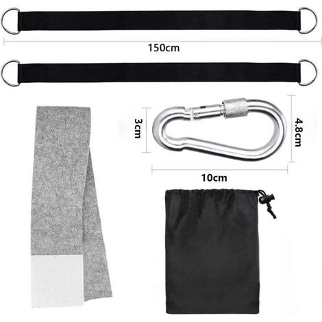 Sangles pour hamac, fixation pour hamac avec balançoire d'arbre, sangle de suspension extrêmement résistante avec anneau en D et sangles pour hamac, charge maximale de 550 kg pour le camping, le hamac (1/3)