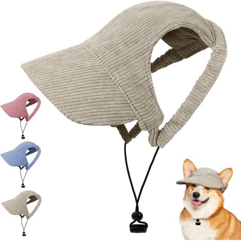 Casquette de Baseball pour Chien, Réglable Chapeau de Soleil Protection Chiens Chapeau de Sport Trous Adjustable Chapeaus D'extérieur Été pour Animal de Compagnie (XL,Kaki) (1/5)