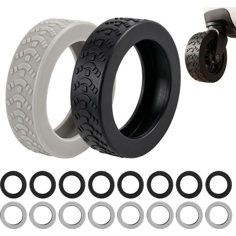 8 Protège-Roues Valise Silicone Noir, Antidérapant Silencieux, 50–65 mm (1/5)