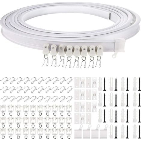 Faltbare Deckenschiene, gebogene Vorhangschiene, flexible Deckenvorhang-Befestigung, gebogene Fensterschiene für Vorhangschiene mit Vorhangschienensystem, Bettteiler, 5 Meter (1/5)