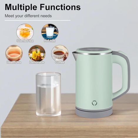 Mini hervidor eléctrico de 800 ml, hervidor de viaje portátil, mini hervidor de acero de 600 W que hierve el agua rápidamente en 5 minutos. (1/4)