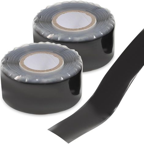 Ruban D'étanchéité en Caoutchouc Noir pour Réparation de Tuyaux, Résistant la Pression, Isolant, Pack de 2 Pièces pour Plomberie et Fuites D'eau (1/5)