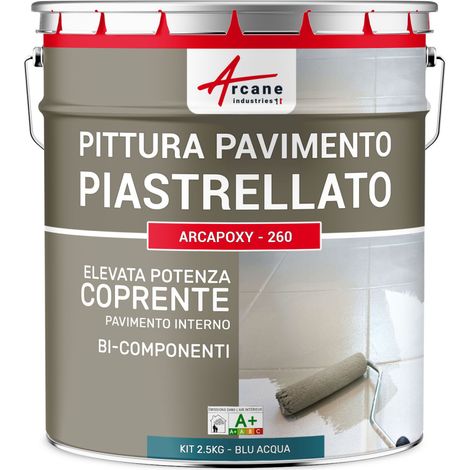 Vernice per piastrelle pavimento, a base di resina epossidica - Arcapoxy Pavimento Piastrellato - 2,5 kg (fino a 12,5 m² in 2 strati) Blu Acqua - RAL 5021 - ARCANE INDUSTRIES