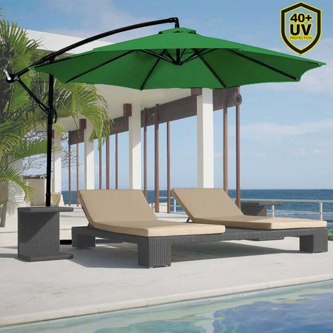 Ombrellone Giardino Decentrato 3x3 Mt Verde Palo Alluminio Gazebo Piscina (1/5)