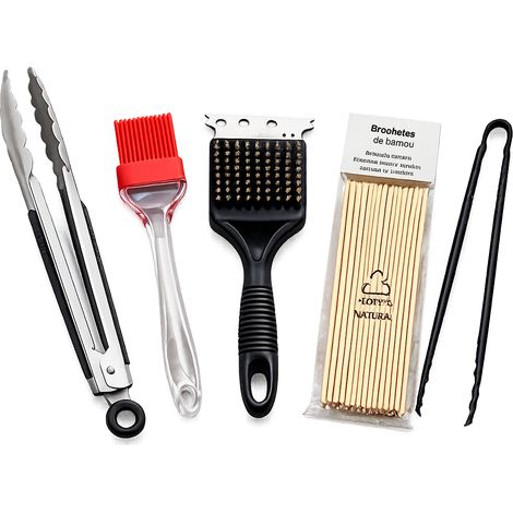 Set Professionale Utensili per Barbecue 5 Pezzi in Acciaio Inox con Manici in Silicone Default Title (1/5)