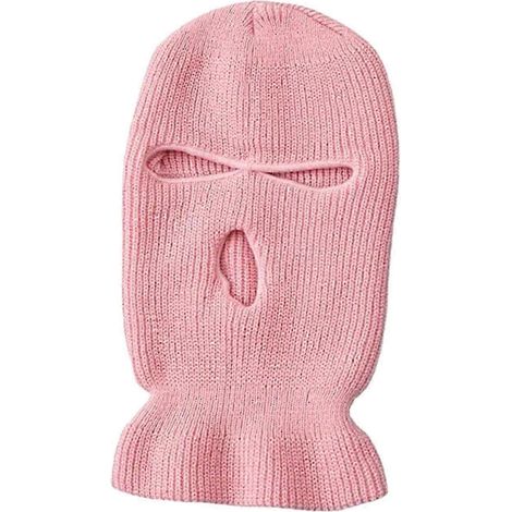 Capuche cycliste automne-hiver tricotée haute élasticité unisexe couleur unie pour personnes introverties-Pink (1/5)