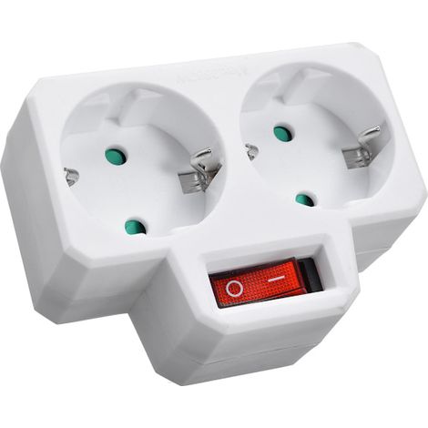 Prise double 250 V avec interrupteur et contact blanc (1/4)