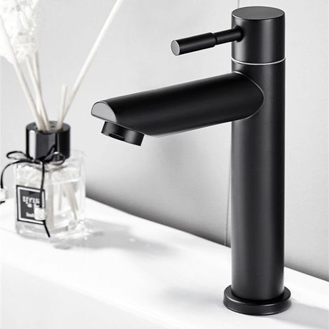 royaluxe -Robinet Eau Froide Gris Robinet Salle de Bain Noir pour Lave-Mains Robinetterie Corp en Laiton pour Lavabo Design Moderne (1/5)