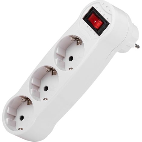 BeMatik - Multiplicateur adaptateur triple prise schuko blanc avec interrupteur (1/5)