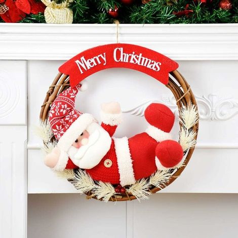 Guirlande ronde Père Noël en rotin, 35 cm, modèle B – DELKEVIC