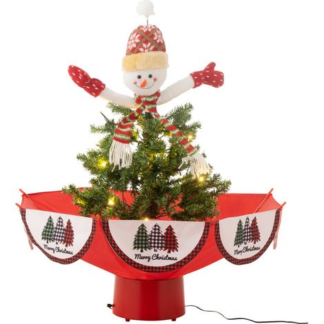 Déco Sapin Noël à LED "Bonhomme de Neige" 80cm Rouge