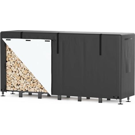 Adjustable Outdoor Log Rack, Firewood Shelter 235 x 25 x 116 cm, Capacity 1.2 m³/1.4 SRM, Outdoor Log Holder with Waterproof Cover, Ideal for Outdoor Wood Storage (1/3)