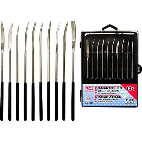 Ensemble 10 limes diamantées courbées bgs technic 140 mm (1/8)