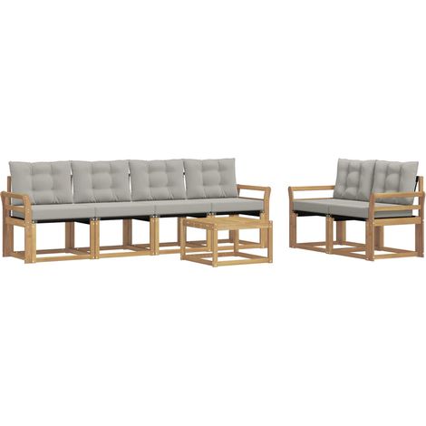 Set di divani da esterno 7 pz Bianco e Grigio Chiaro vidaXL (1/5)