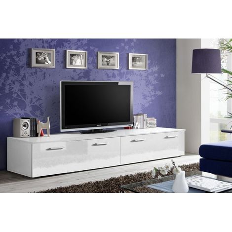 Banc TV - DUO - 200 cm x 35 cm x 45 cm - Blanc - Livraison gratuite