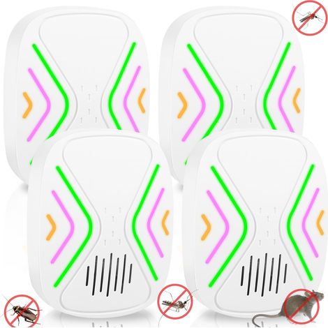 Repellenti per zanzare, confezione da 4, repellenti per zanzare per interni, repellenti elettronici per roditori, topi, formiche, ragni, zanzare, scarafaggi (1/5)