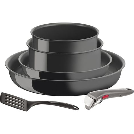 Casserolies - TEFAL - L2609602 - Ingenio Renew - Lot 6 pièces - Gris anthracite
