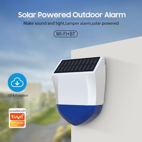Alarme extérieure Wifi à énergie solaire BT 5.0 Smart IPX5 étanche en temps réel lumière sonore APP contrôle liaison intelligente dispositif de sécurité à domicile (1/5)