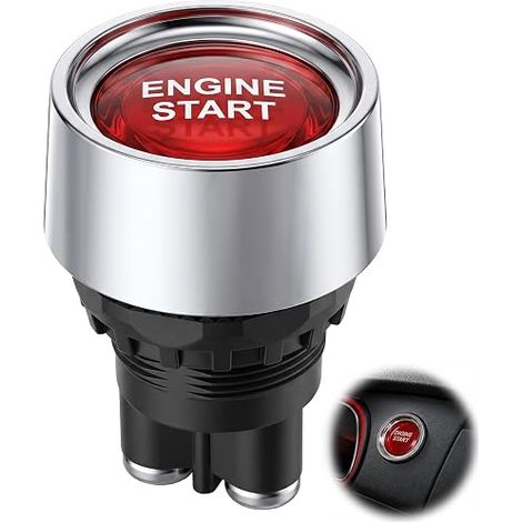 Bouton Poussoir 12V-24V 50A Interrupteur Démarrage Moteur Universel Corps laiton et abs,led,bornes à vis,format compact,auto,camion,bateau et véhicule