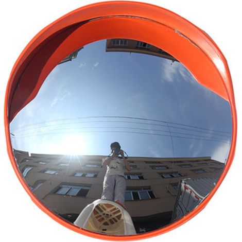 Miroir de circulation convexe de 45cm, champ de vision de 130° à 160°, miroir de sécurité routière extérieur, fabriqué en polycarbonate, adapté à la surveillance des rues et des commerces.