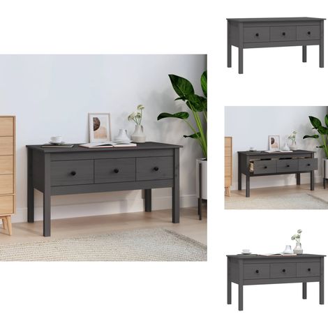 Table basse Gris 102x49x55 cm Bois massif de pin - Table Basse - Meuble TV - Table D'appoint - Table Ronde - Mobilier Salle Séjour (1/5)