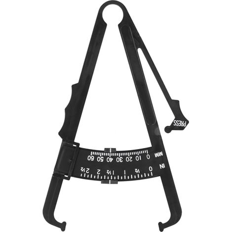 Pince à plis cutanés noire universelle, mesure de graisse corporelle en métrique/pouce, outil plicomètre unisexe (1/5)