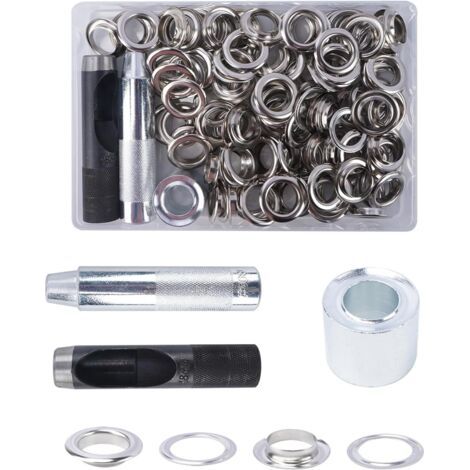 100 Kits Oeillets, 18mm, Métal, Acier, Bâche Cuir Sac